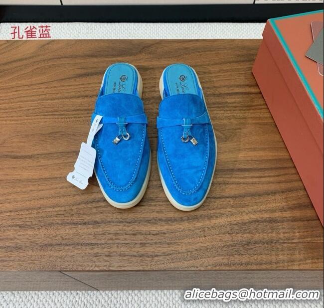 ​Best Product Loro Piana Charms Walk Babouche Loafer in Suede LP060522 Peacock Blue 2025