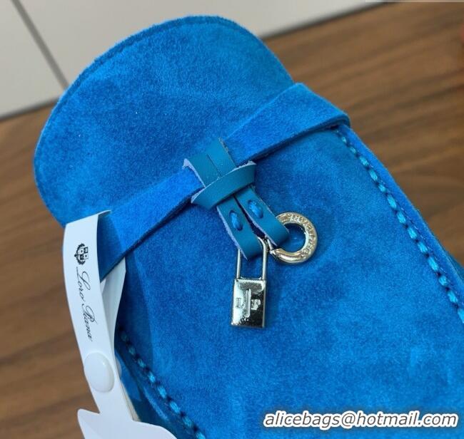 ​Best Product Loro Piana Charms Walk Babouche Loafer in Suede LP060522 Peacock Blue 2025