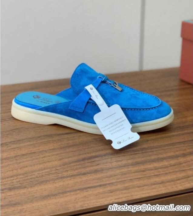 ​Best Product Loro Piana Charms Walk Babouche Loafer in Suede LP060522 Peacock Blue 2025