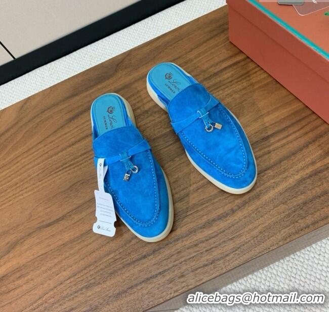 ​Best Product Loro Piana Charms Walk Babouche Loafer in Suede LP060522 Peacock Blue 2025