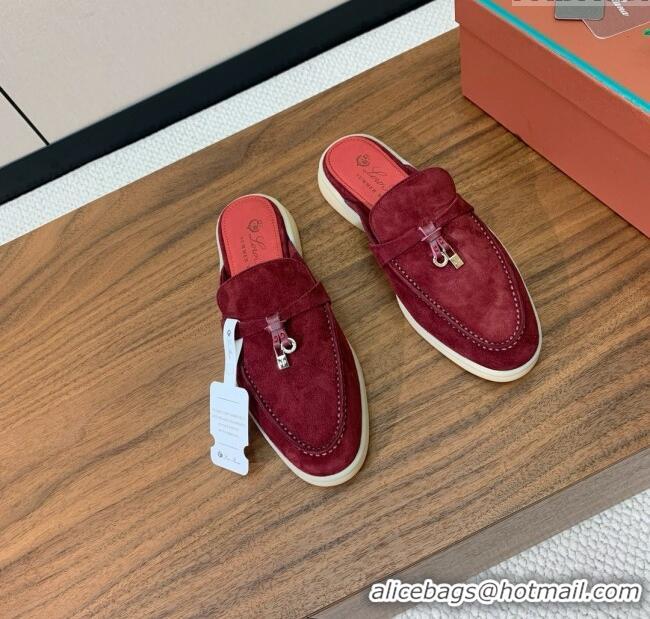 New Style Loro Piana Charms Walk Babouche Loafer in Suede LP060523 Burgundy 2025