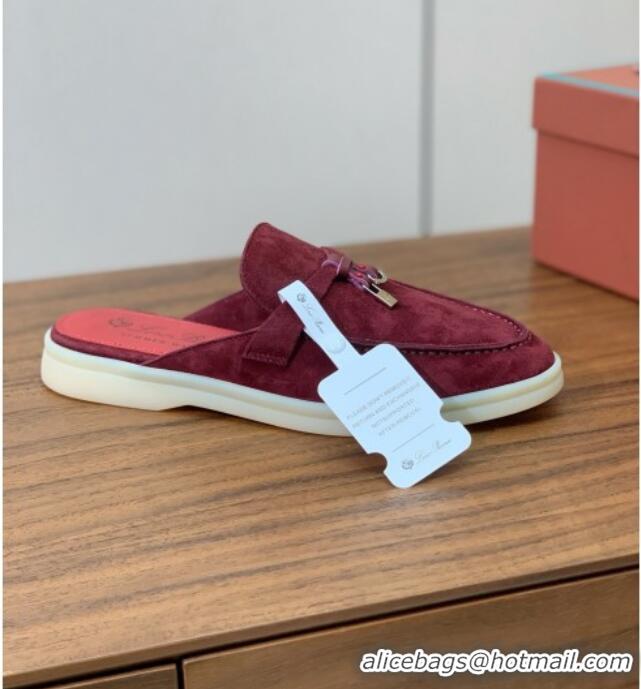New Style Loro Piana Charms Walk Babouche Loafer in Suede LP060523 Burgundy 2025