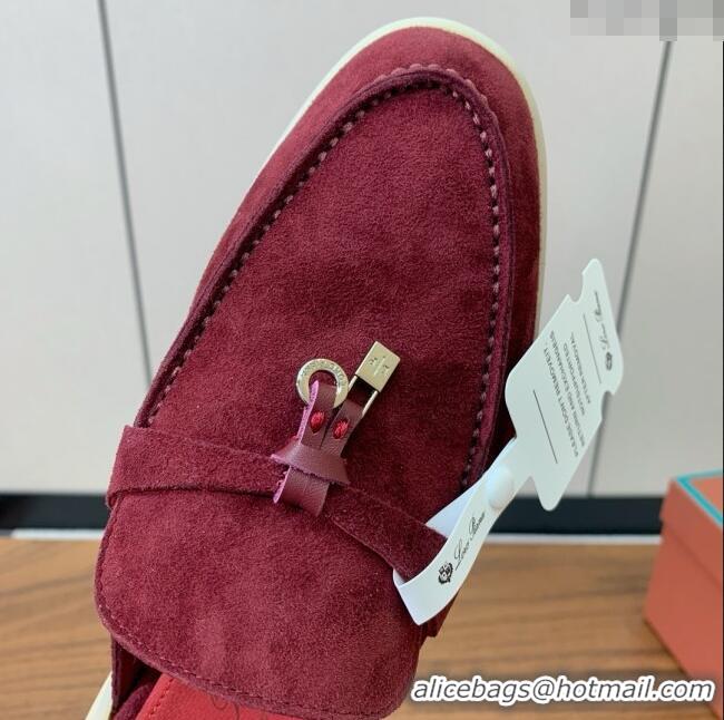 New Style Loro Piana Charms Walk Babouche Loafer in Suede LP060523 Burgundy 2025