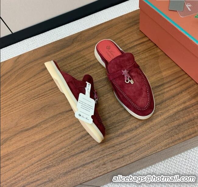 New Style Loro Piana Charms Walk Babouche Loafer in Suede LP060523 Burgundy 2025