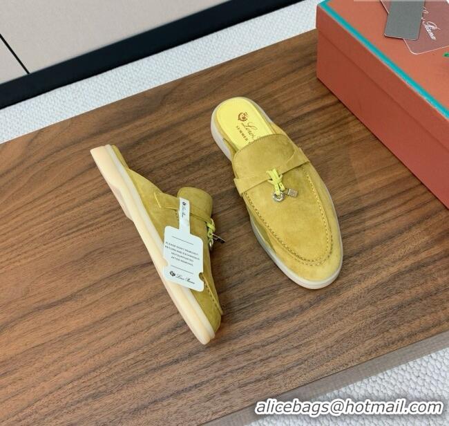 Buy Fashionable Loro Piana Charms Walk Babouche Loafer in Suede LP060524 Yellow 2025