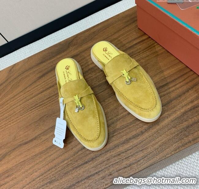 Buy Fashionable Loro Piana Charms Walk Babouche Loafer in Suede LP060524 Yellow 2025