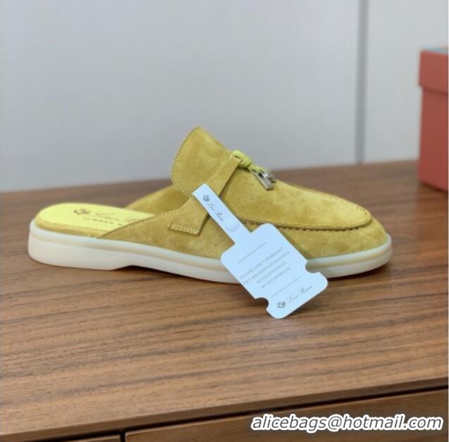 Buy Fashionable Loro Piana Charms Walk Babouche Loafer in Suede LP060524 Yellow 2025