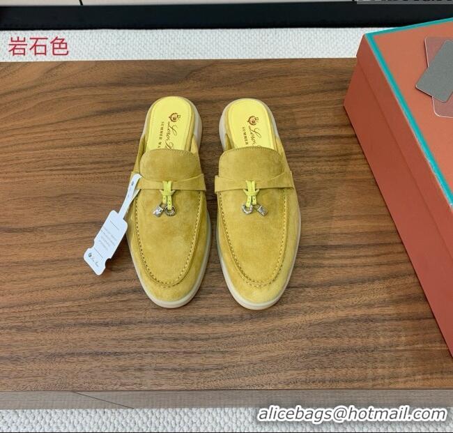 Buy Fashionable Loro Piana Charms Walk Babouche Loafer in Suede LP060524 Yellow 2025