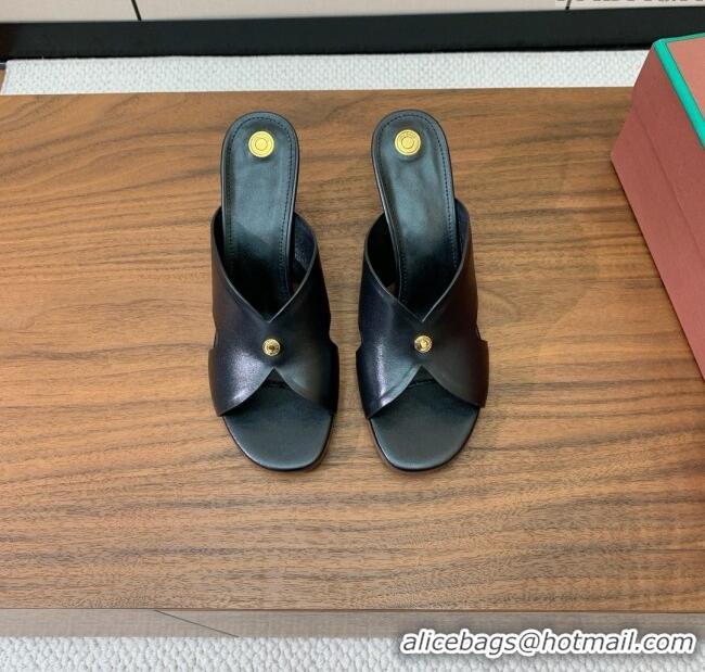Buy Discount Loro Piana Vera Sandal in Calfskin 8cm Heel LP060525 Black 2025