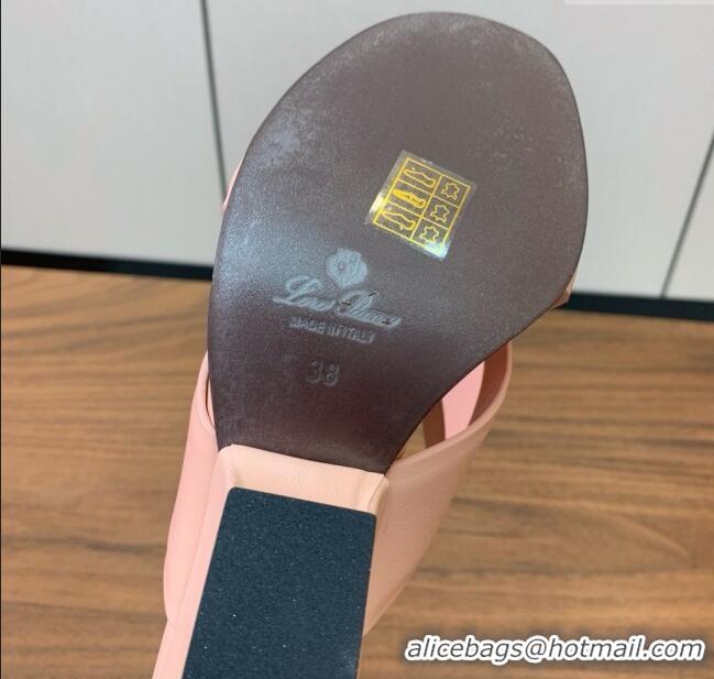 ​Top Grade Loro Piana Vera Sandal in Calfskin 8cm Heel LP060527 Pink 2025