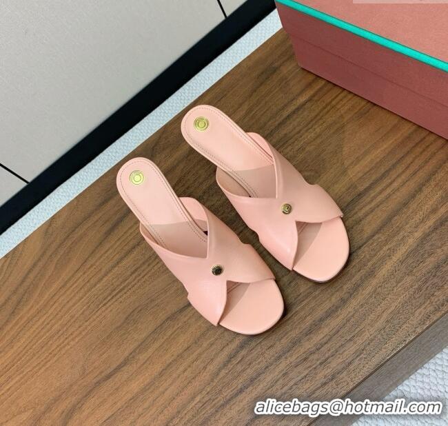​Top Grade Loro Piana Vera Sandal in Calfskin 8cm Heel LP060527 Pink 2025