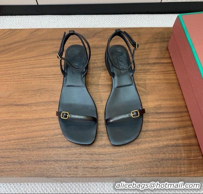 ​Buy New Cheap Loro Piana Lambskin Sandal in LP6601 Black 2025