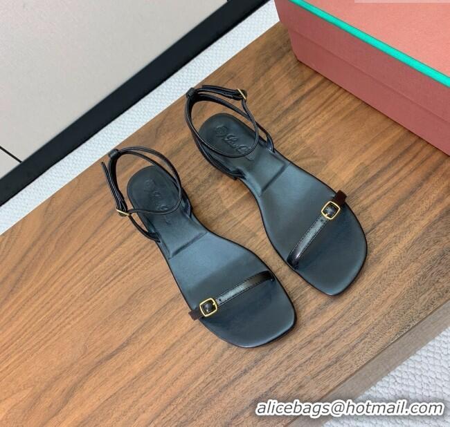 ​Buy New Cheap Loro Piana Lambskin Sandal in LP6601 Black 2025