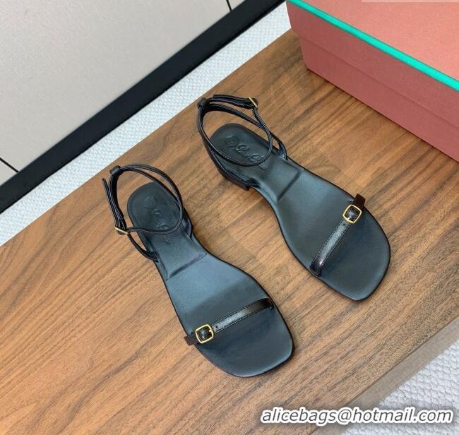 ​Buy New Cheap Loro Piana Lambskin Sandal in LP6601 Black 2025