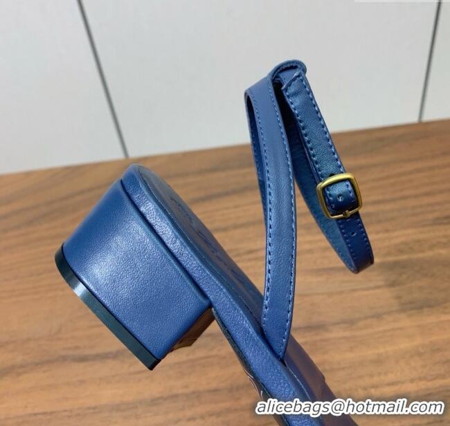 ​Ladies Cheap Loro Piana Lambskin Sandal in LP6603 Blue 2025