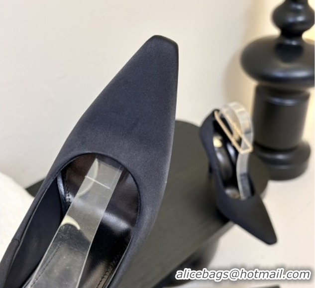 Best Product Saint Laurent Regine Pumps 11cm in Satin with Chain Black 0424067