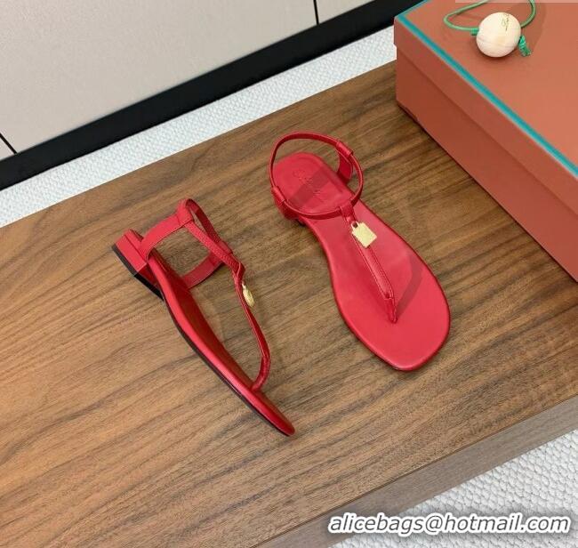 Discount Women Loro Piana Mindil Infra Sandal in Lambskin LP6610 Red 2025