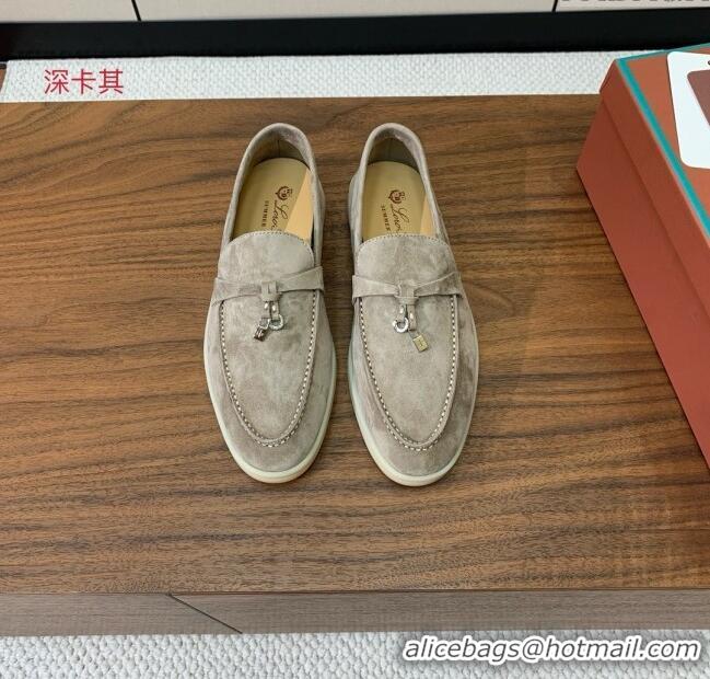 Luxury Discount Loro Piana Summer Charms Walk Loafer in Suede LP61820 Dark Khaki 2025