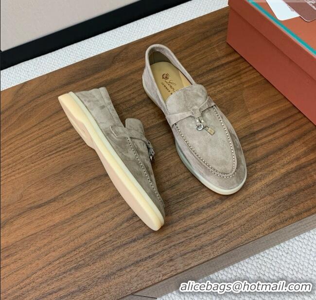 Luxury Discount Loro Piana Summer Charms Walk Loafer in Suede LP61820 Dark Khaki 2025