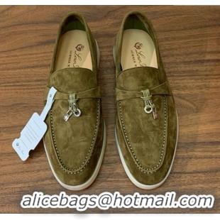 Cheapest Loro Piana Summer Charms Walk Loafer in Suede LP61822 Green 2025
