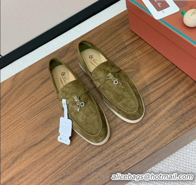 Cheapest Loro Piana Summer Charms Walk Loafer in Suede LP61822 Green 2025