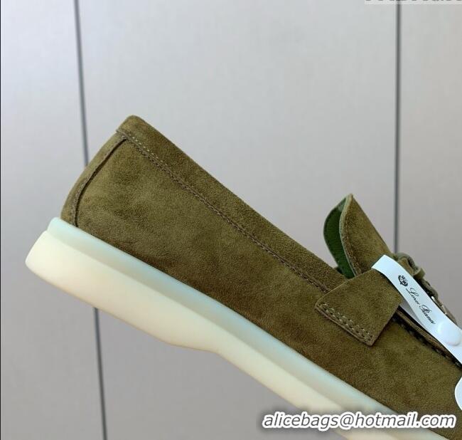 Cheapest Loro Piana Summer Charms Walk Loafer in Suede LP61822 Green 2025