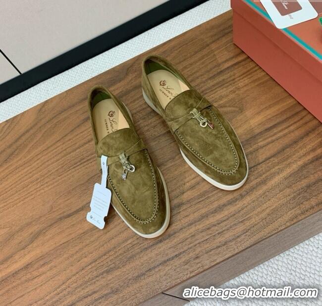 Cheapest Loro Piana Summer Charms Walk Loafer in Suede LP61822 Green 2025