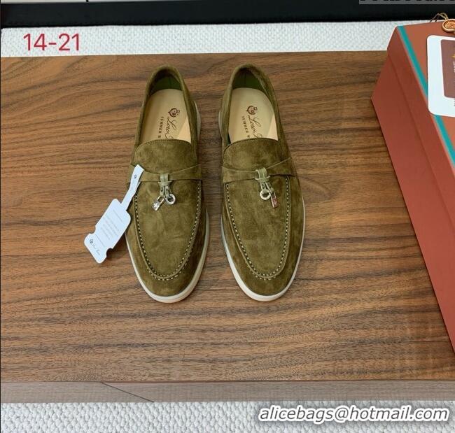 Cheapest Loro Piana Summer Charms Walk Loafer in Suede LP61822 Green 2025
