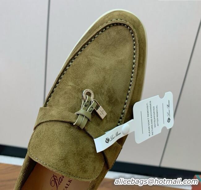 Cheapest Loro Piana Summer Charms Walk Loafer in Suede LP61822 Green 2025
