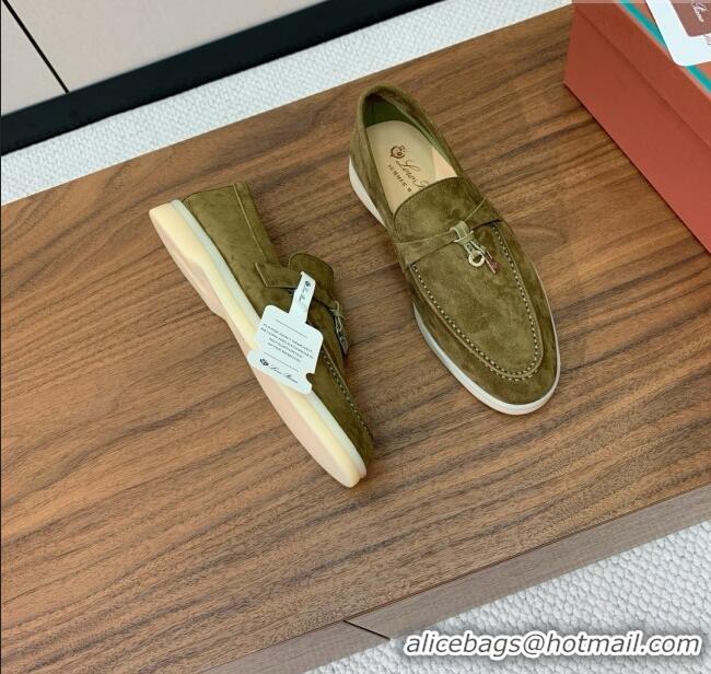 Cheapest Loro Piana Summer Charms Walk Loafer in Suede LP61822 Green 2025