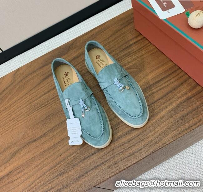 ​Best Price Loro Piana Summer Charms Walk Loafer in Suede LP61824 Blue 2025