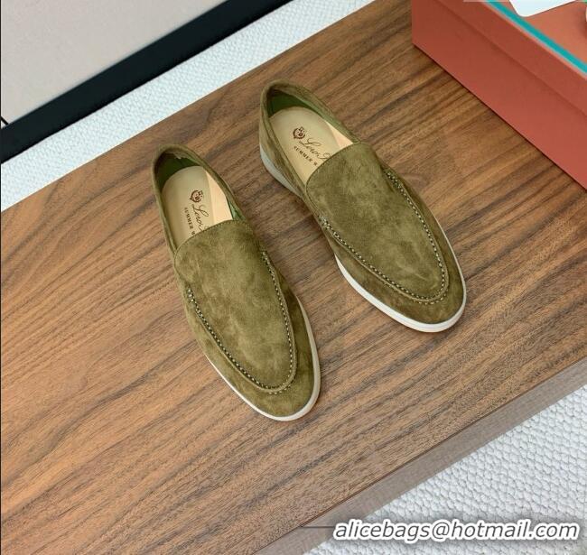 ​Promotional Loro Piana Summer Walk Loafer in Suede LP61826 Green 2025