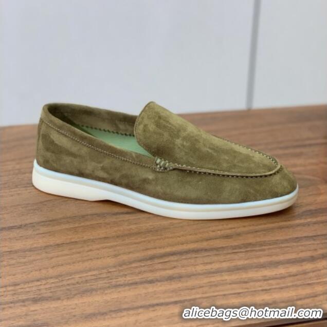 ​Promotional Loro Piana Summer Walk Loafer in Suede LP61826 Green 2025