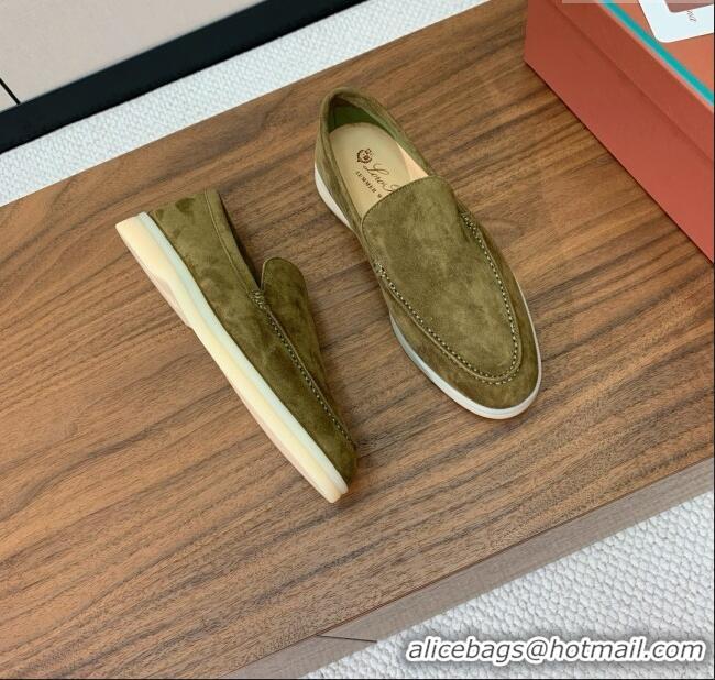 ​Promotional Loro Piana Summer Walk Loafer in Suede LP61826 Green 2025