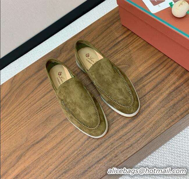 ​Promotional Loro Piana Summer Walk Loafer in Suede LP61826 Green 2025