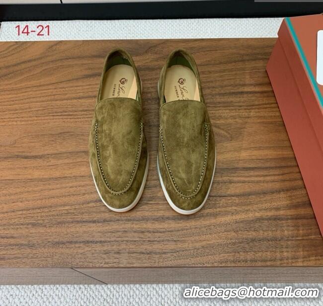 ​Promotional Loro Piana Summer Walk Loafer in Suede LP61826 Green 2025