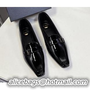 Grade Quality Saint Laurent Poppy Ballerinas Flat in Patent Leather Black 0424077
