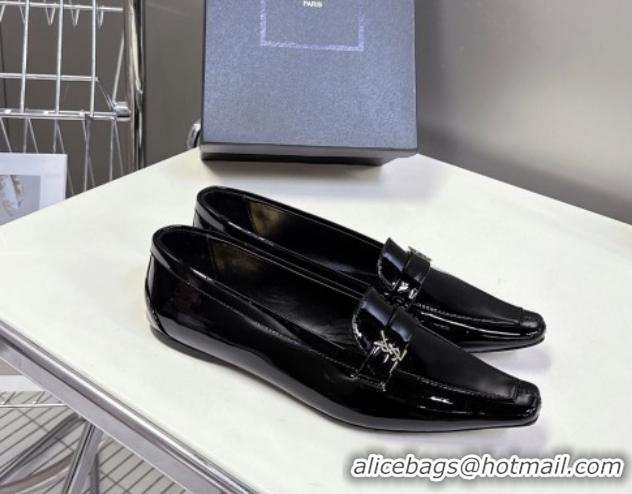 Grade Quality Saint Laurent Poppy Ballerinas Flat in Patent Leather Black 0424077