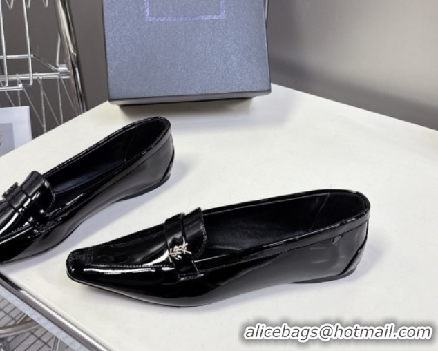 Grade Quality Saint Laurent Poppy Ballerinas Flat in Patent Leather Black 0424077
