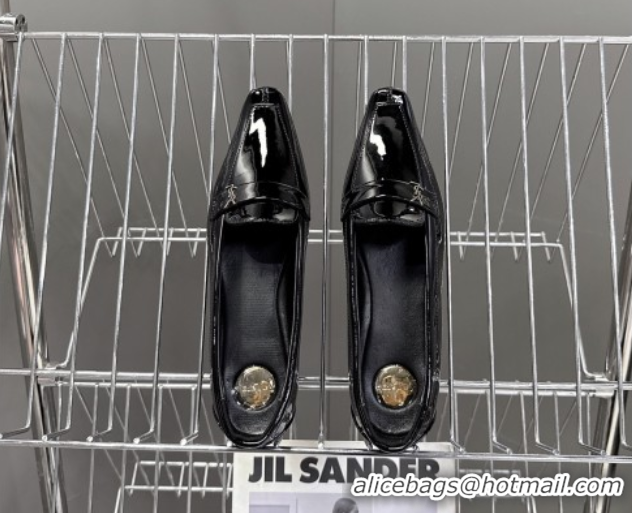 Grade Quality Saint Laurent Poppy Ballerinas Flat in Patent Leather Black 0424077