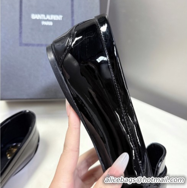 Grade Quality Saint Laurent Poppy Ballerinas Flat in Patent Leather Black 0424077