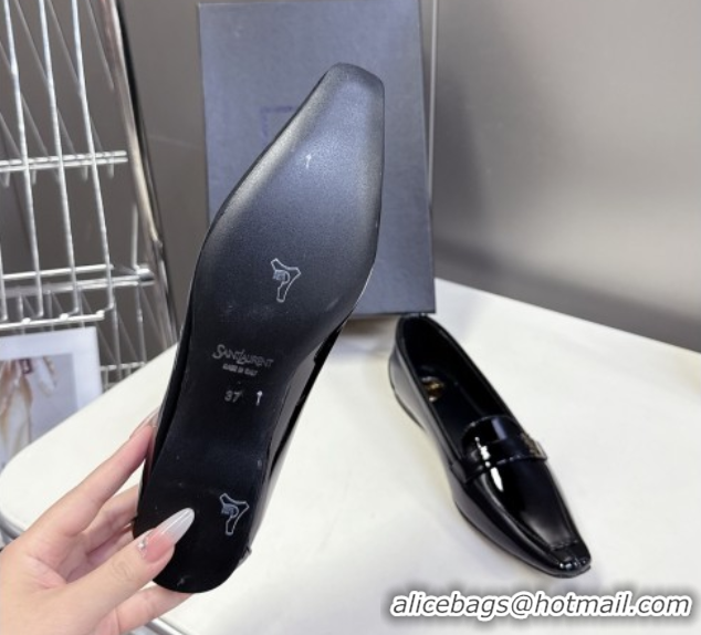 Grade Quality Saint Laurent Poppy Ballerinas Flat in Patent Leather Black 0424077