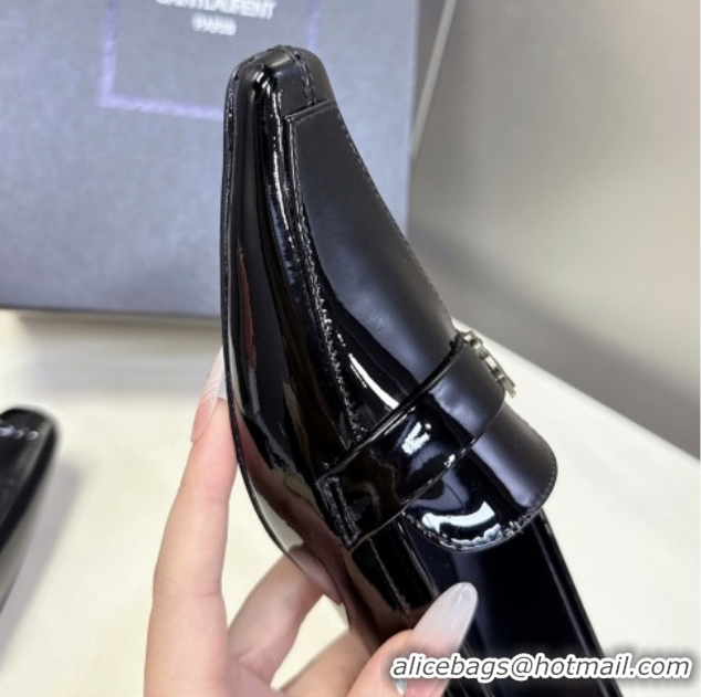 Grade Quality Saint Laurent Poppy Ballerinas Flat in Patent Leather Black 0424077