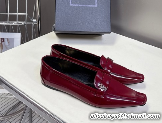 Pretty Style Saint Laurent Poppy Ballerinas Flat in Patent Leather Red 0424078