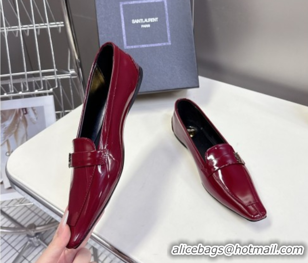 Pretty Style Saint Laurent Poppy Ballerinas Flat in Patent Leather Red 0424078