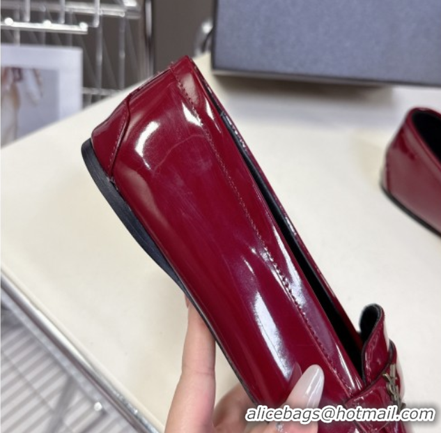 Pretty Style Saint Laurent Poppy Ballerinas Flat in Patent Leather Red 0424078