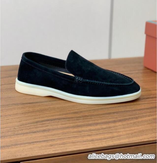 ​Best Price Loro Piana Summer Walk Loafer in Suede LP61829 Black 2025