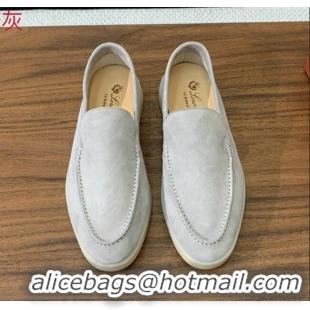 Spot Bulk Loro Piana Summer Walk Loafer in Suede LP61833 Pearl Grey 2025
