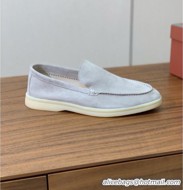 Spot Bulk Loro Piana Summer Walk Loafer in Suede LP61833 Pearl Grey 2025