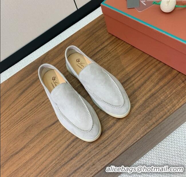 Spot Bulk Loro Piana Summer Walk Loafer in Suede LP61833 Pearl Grey 2025